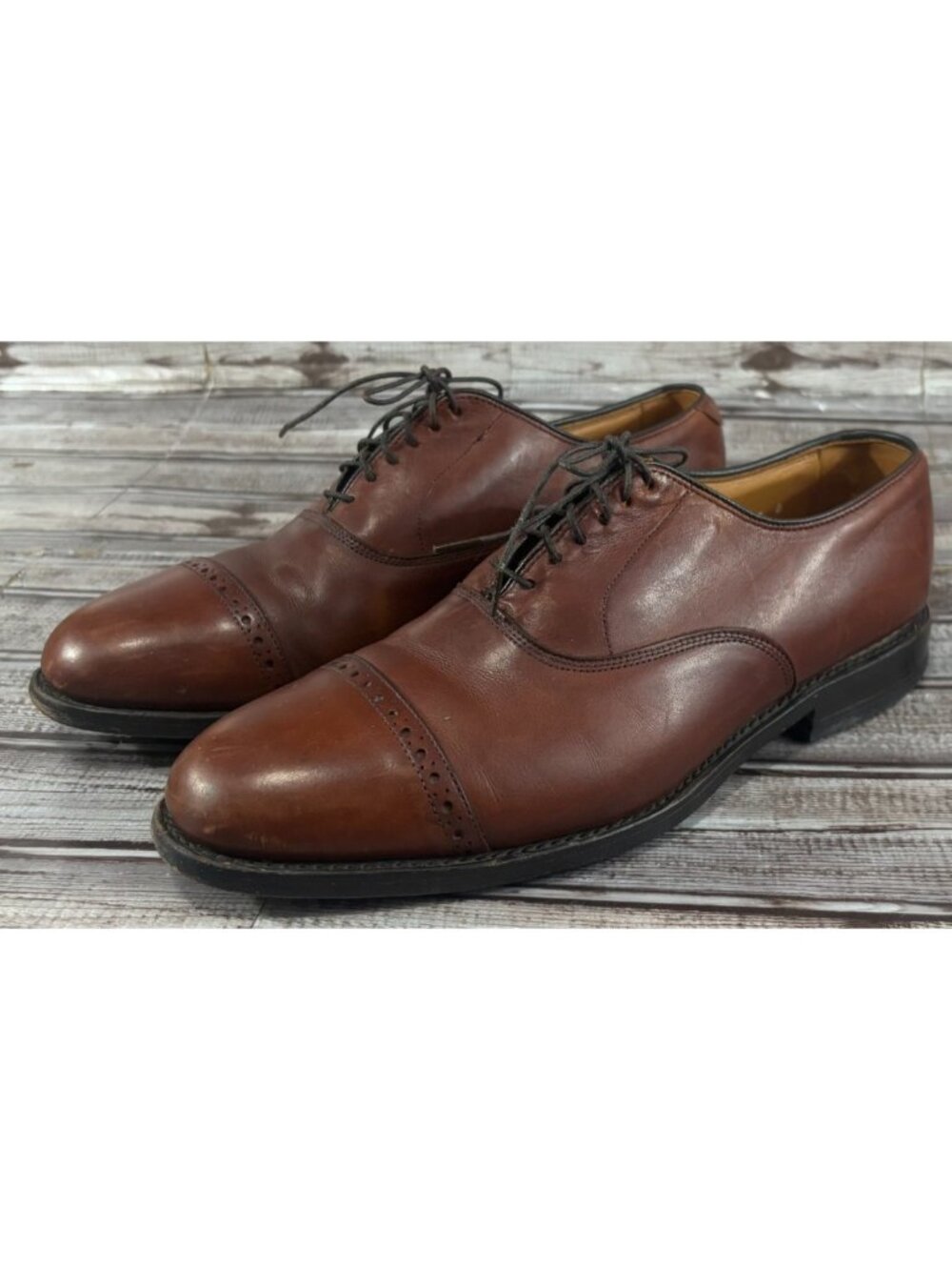 Allen Edmonds Byron Leather Cap Toe Oxford Dress Shoes Size 9.5 D Brown Chili